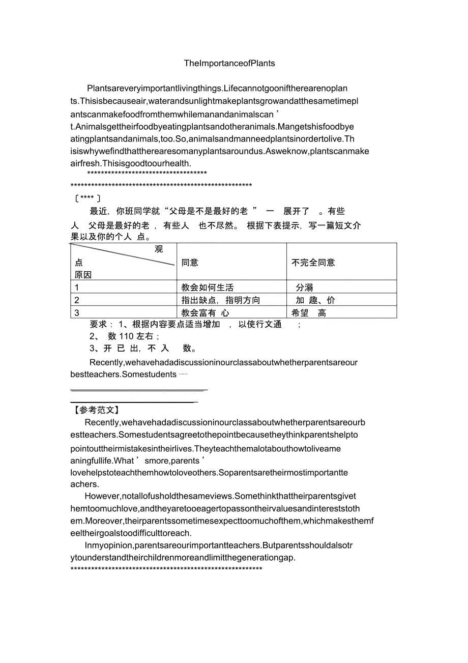 中考英语广安伏龙初中书面表达精选练习及参考范文02_第5页