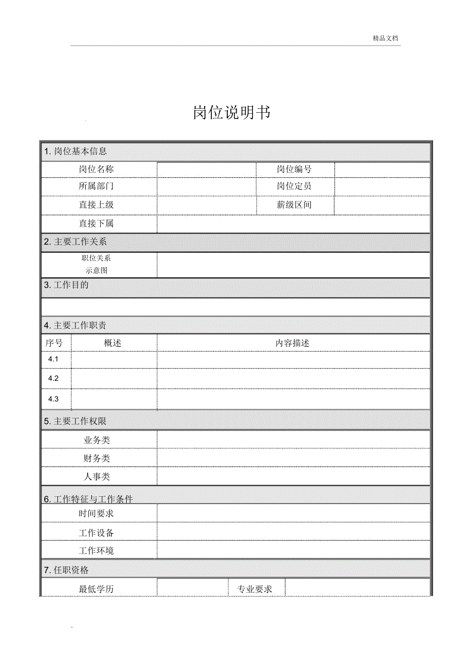 部门职责及岗位说明书模版_第4页