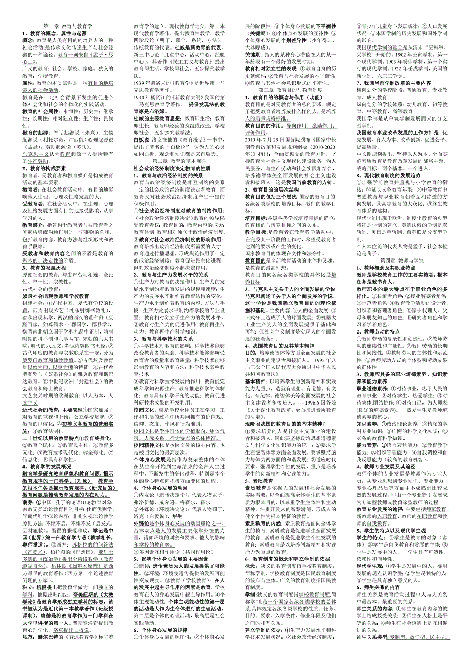 山香教育学各章重点及例题河南招教考试专用书_第1页