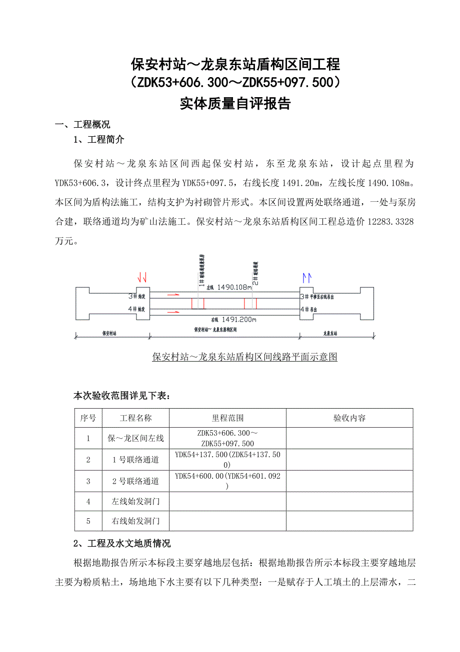 左右线保龙区间单位自评报告模板_第2页