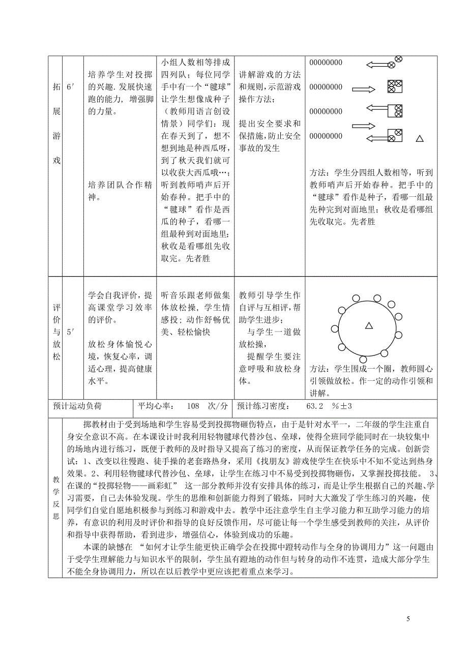 小学二年级《投掷轻物》教学设计_第5页