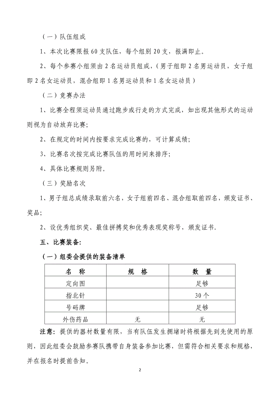 校定向越野挑战赛竞赛规程_第2页