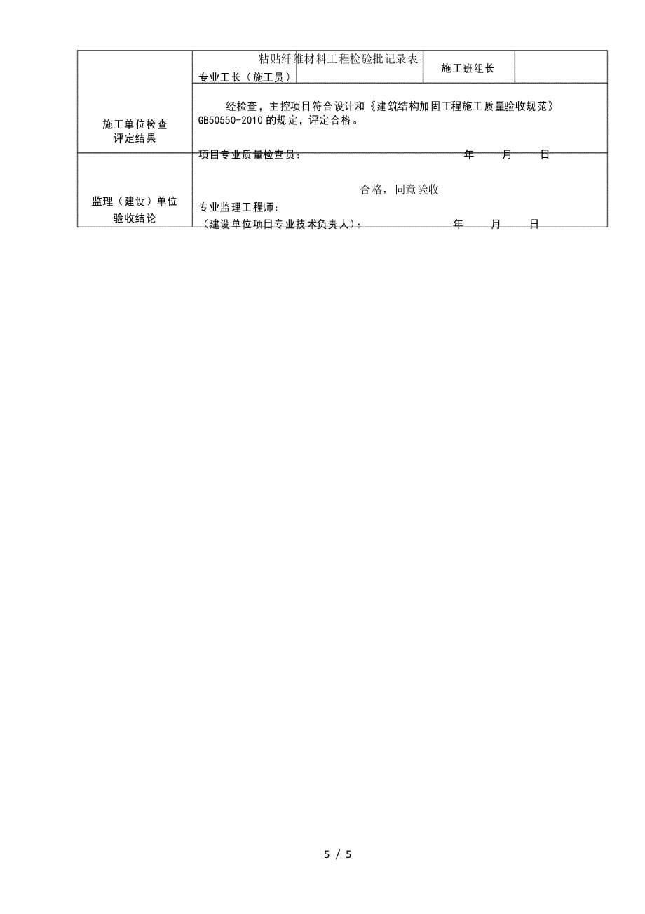 粘贴纤维材料工程检验批记录表_第5页