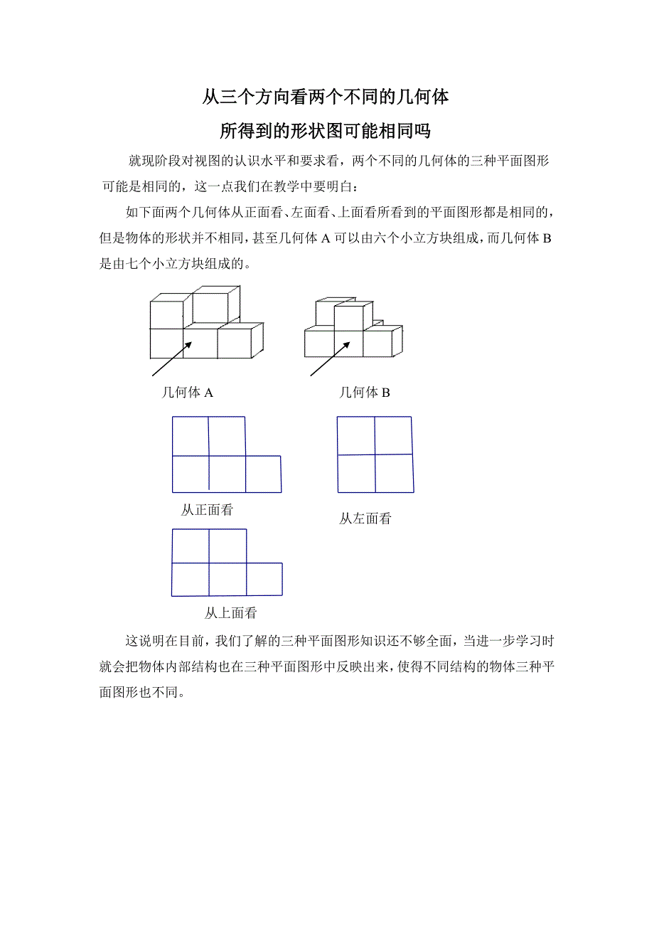 两个不同的几何体的三视图可能相同吗_第1页