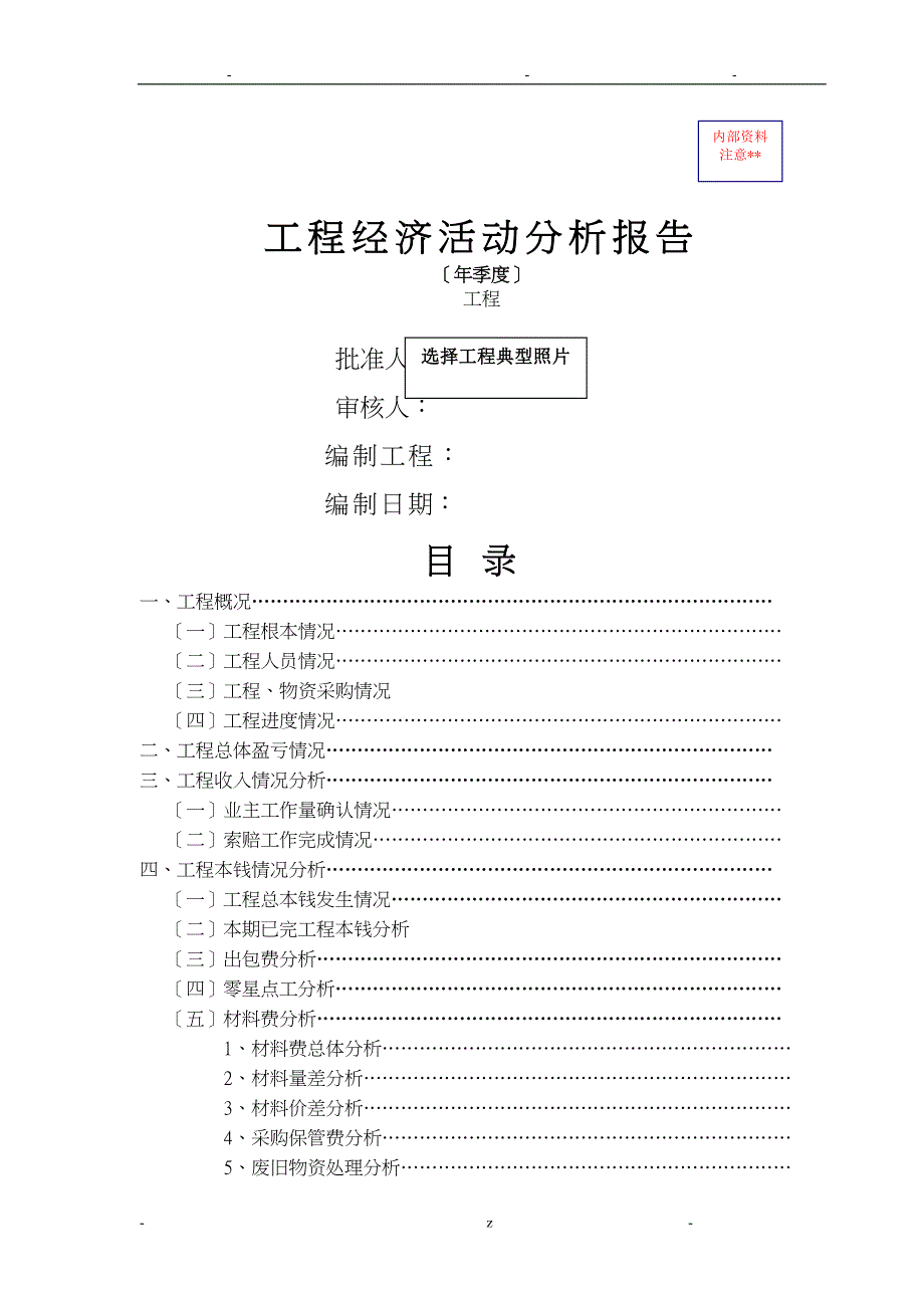 建筑施工企业项目级经济活动分析实施报告模板_第1页