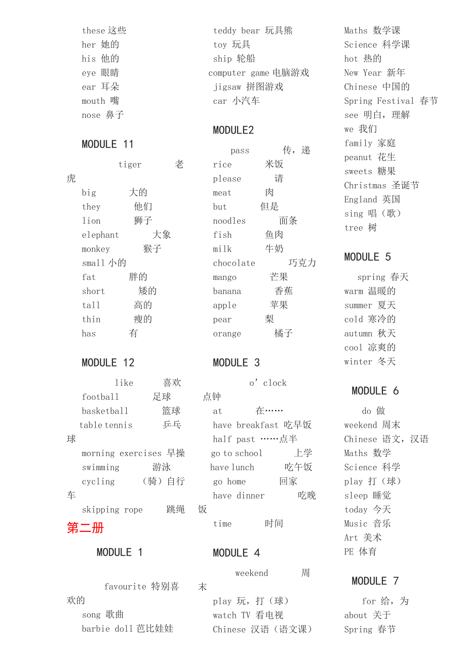 小学英语单词表(1-8)_第2页