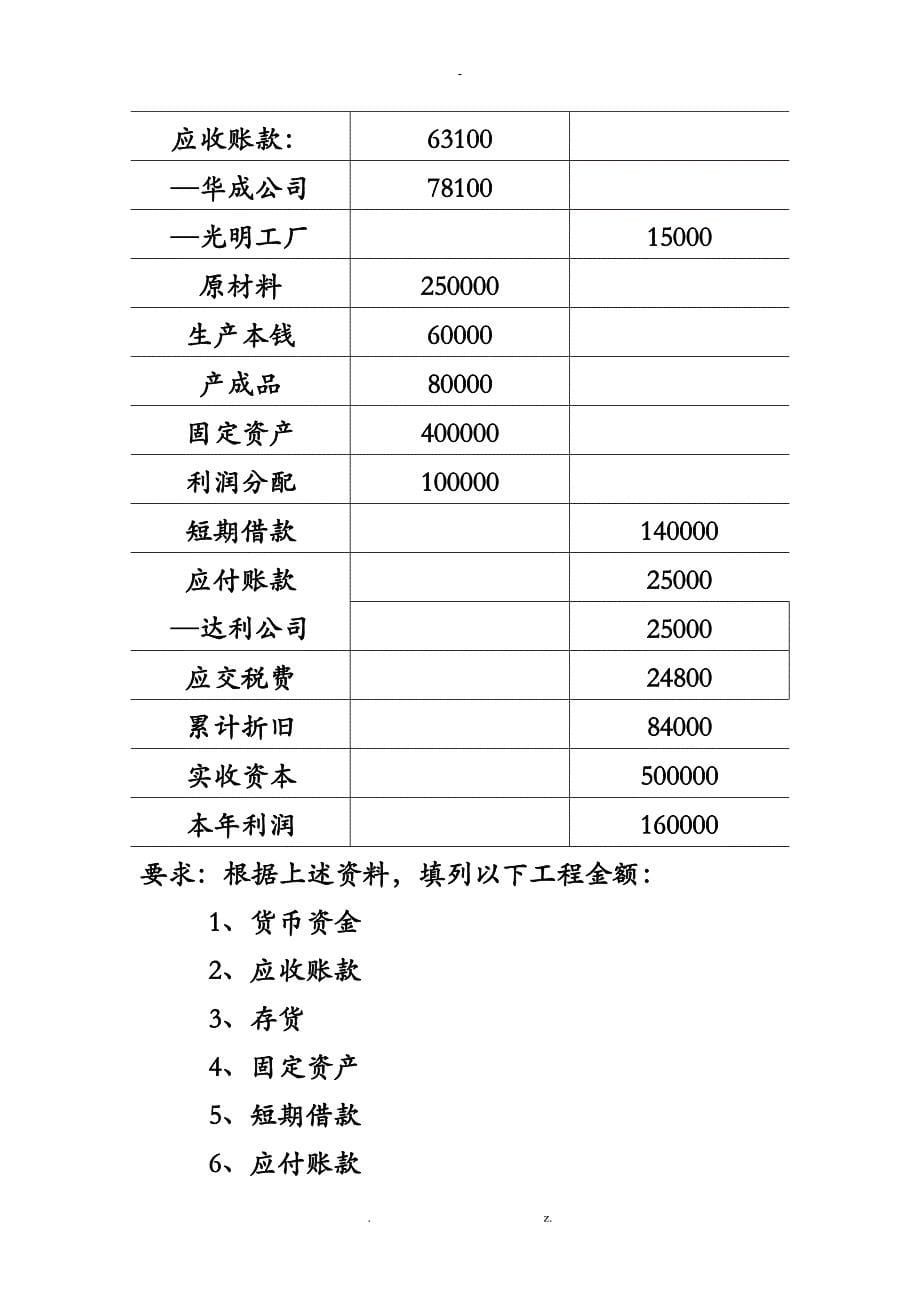 资产负债表练习题_第5页