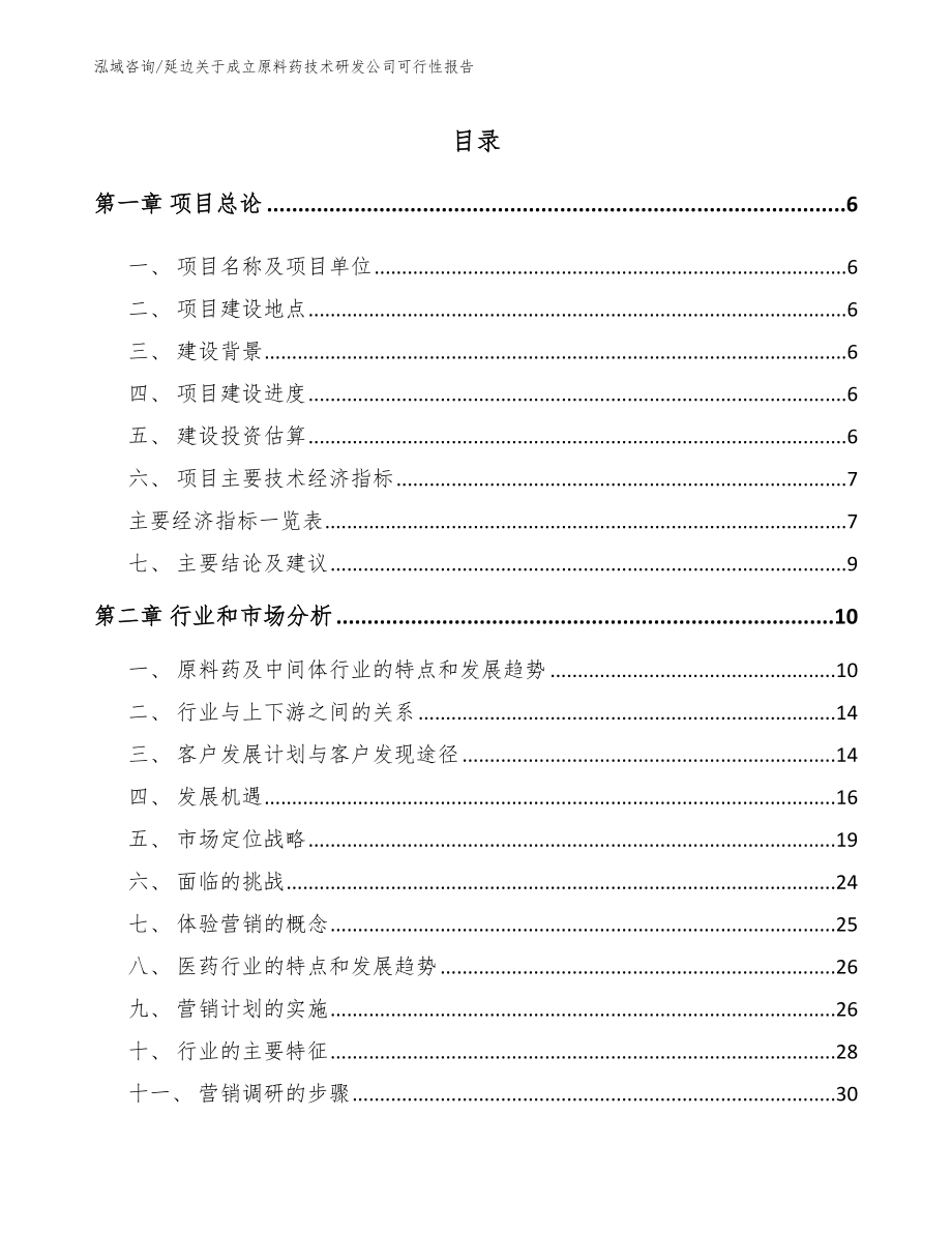 延边关于成立原料药技术研发公司可行性报告模板参考_第1页