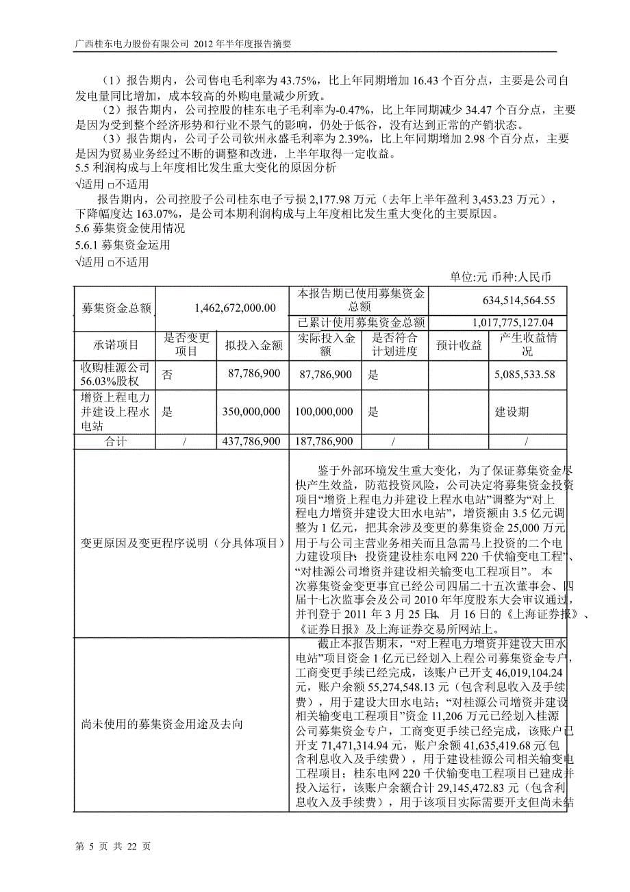 600310 桂东电力半年报摘要_第5页