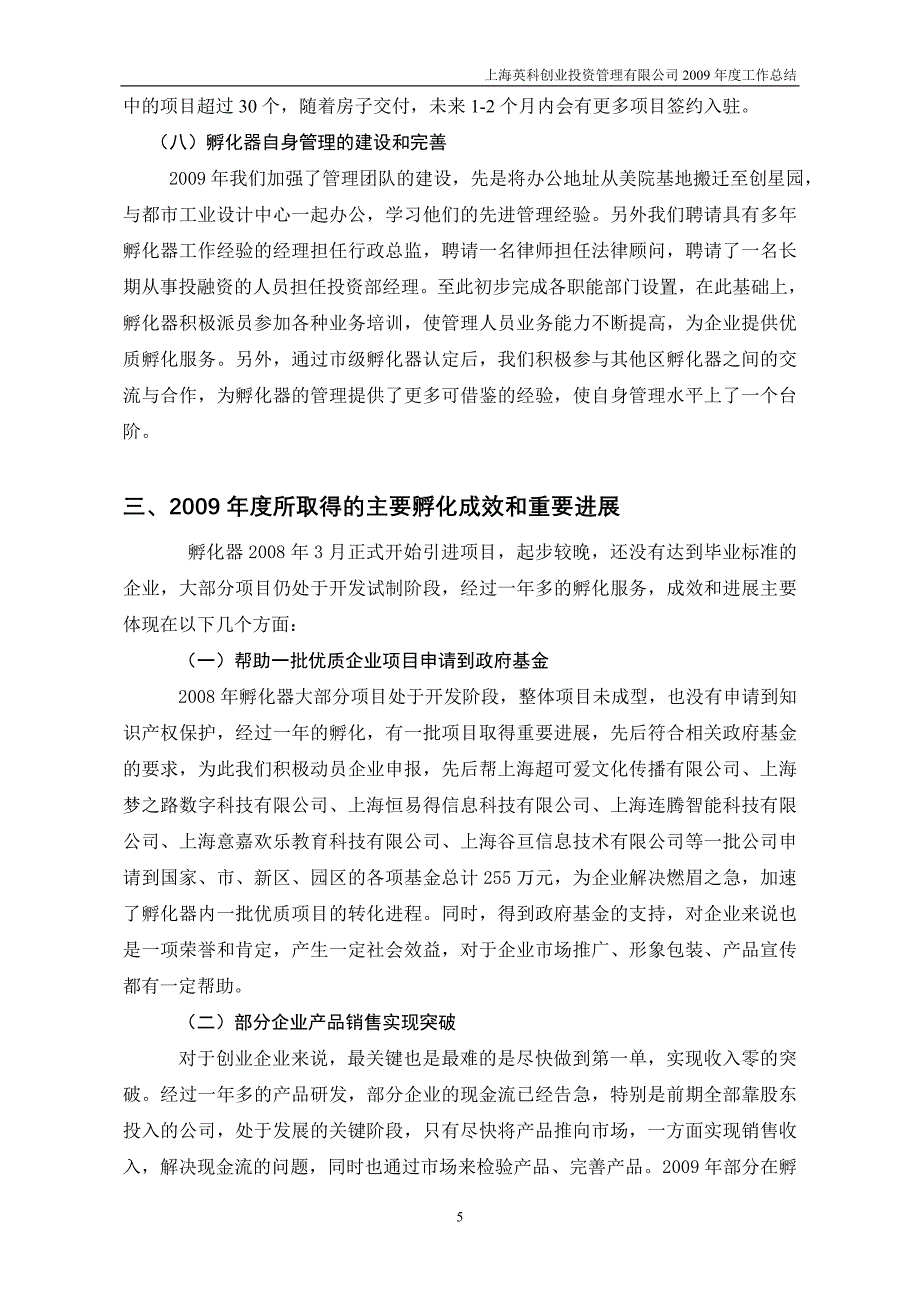 【精品文档】孵化器工作总结_第5页