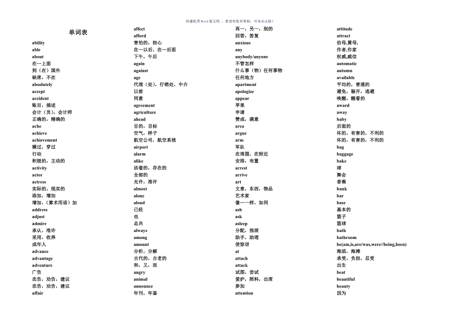 职高英语单词和短语Word版_第1页