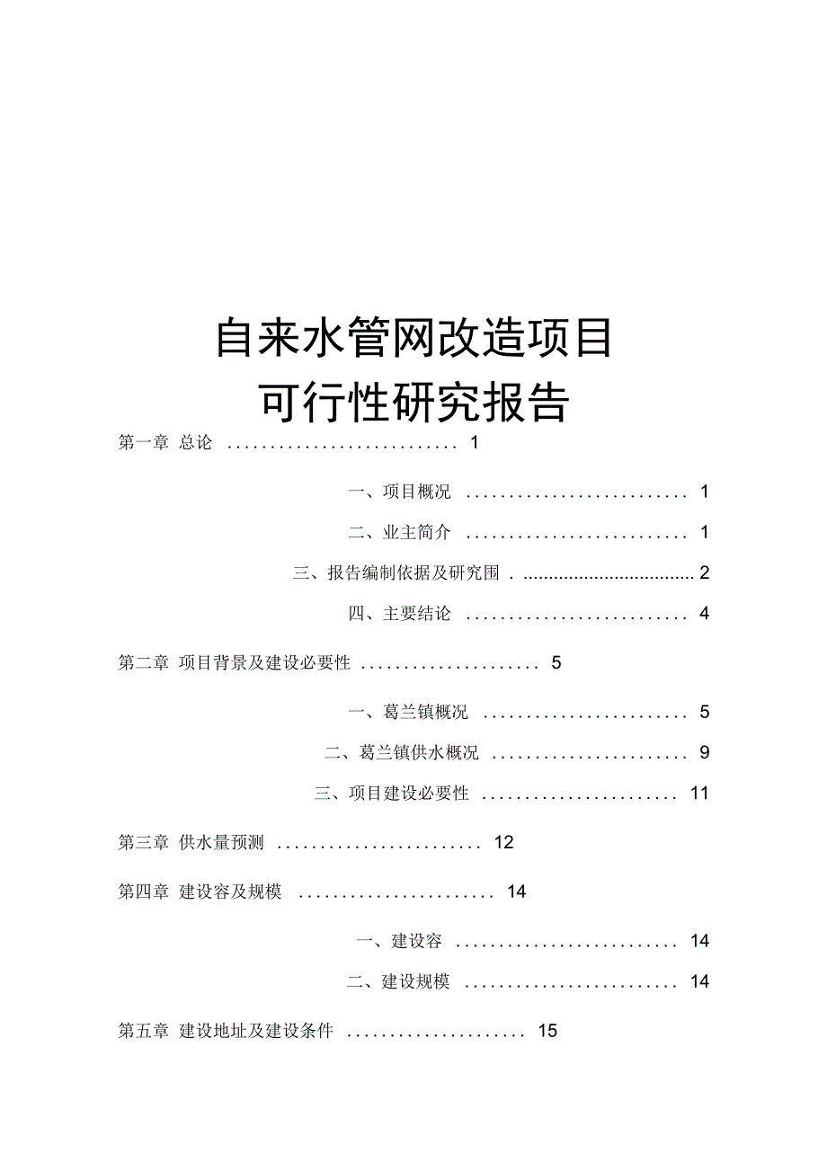 自来水管网改造项目可行性实施报告_第1页