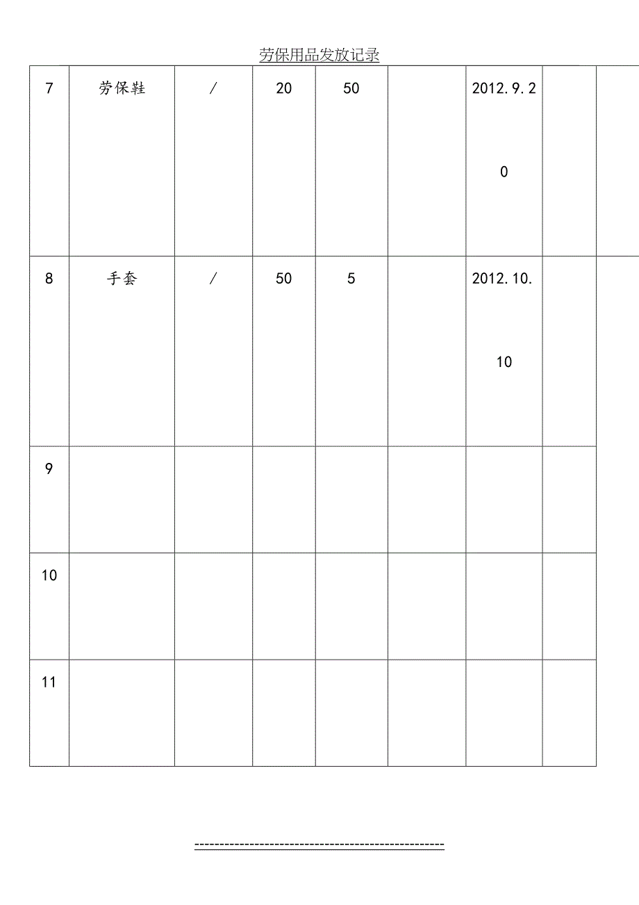 建筑工程劳保用品发放台账_第4页