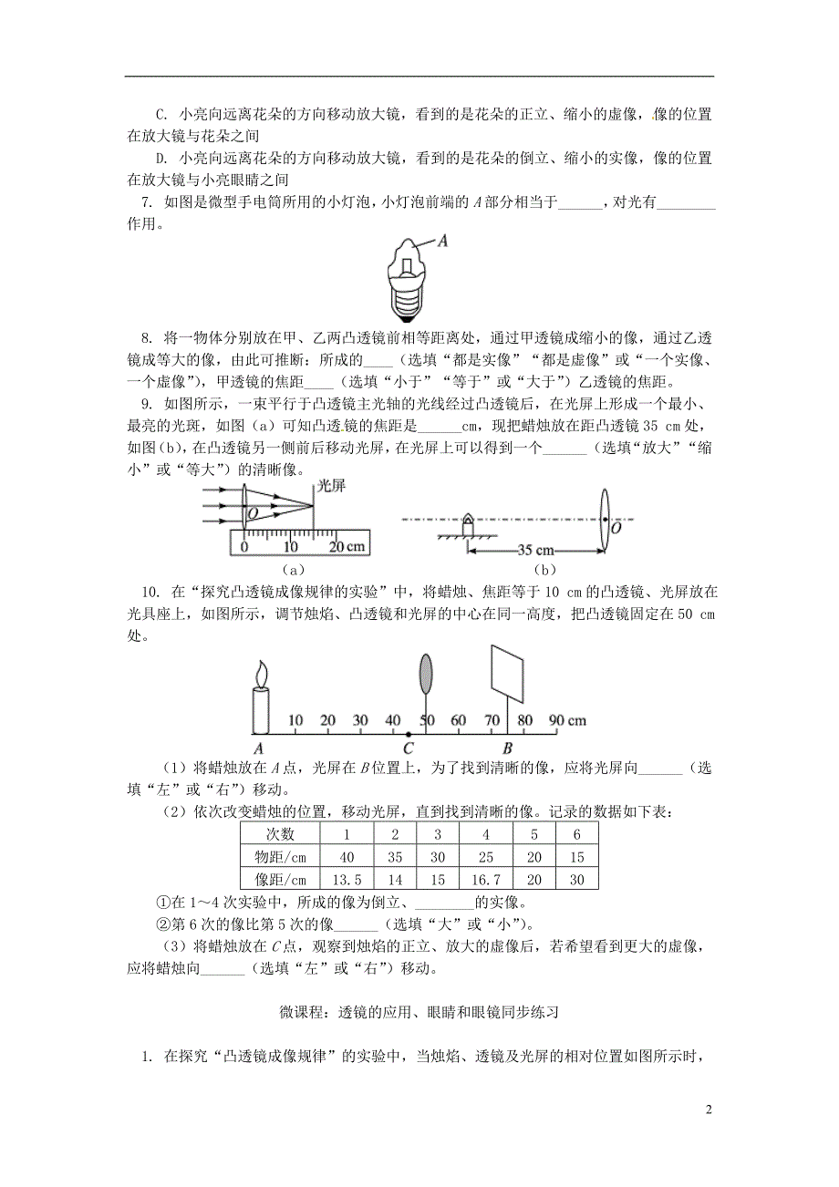 （全国通用）中考物理一轮复习解密透镜及其应用同步练习（含解析）_第2页