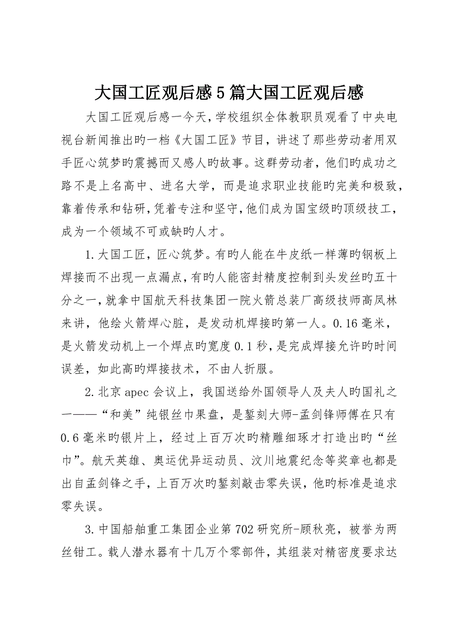 大国工匠观后感5篇大国工匠观后感_第1页