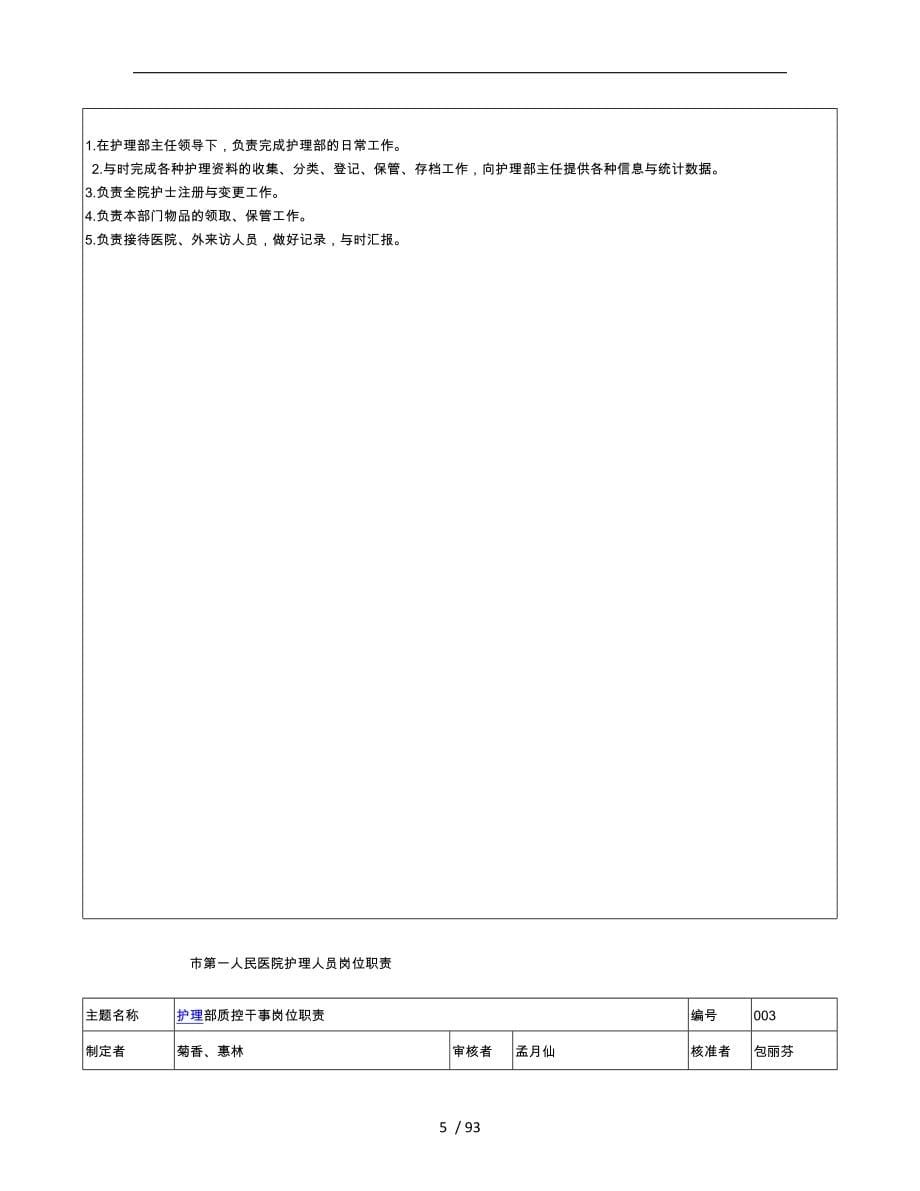 护理岗位职责与岗位说明书_第5页