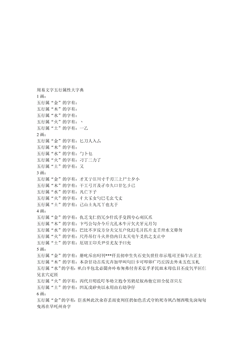 周易文字五行属性大字典_第1页