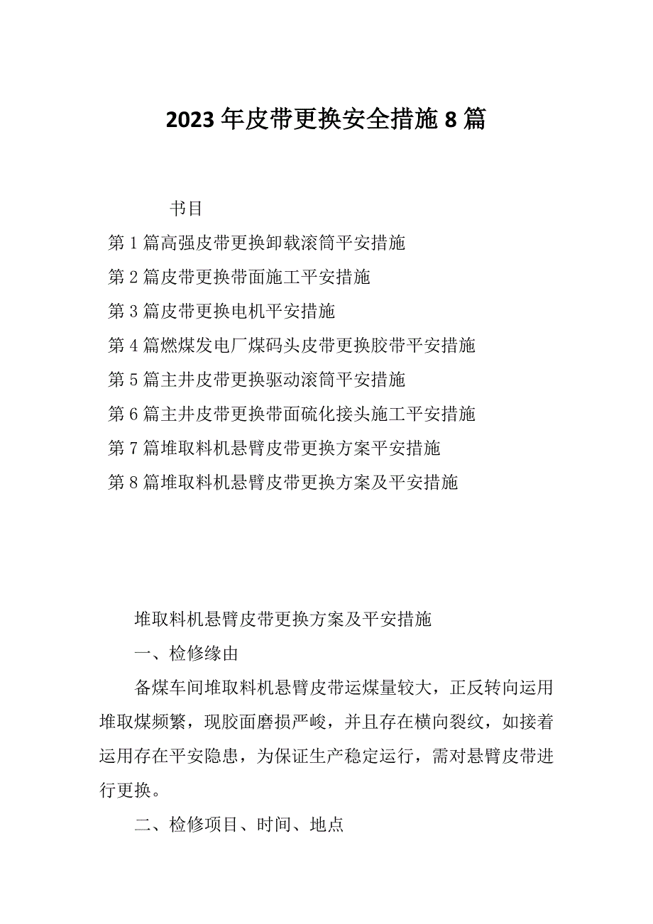 2023年皮带更换安全措施8篇_第1页