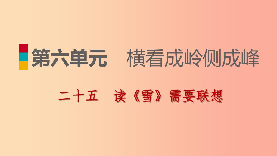 九年级语文下册第六单元25读雪需要联想习题课件苏教版.ppt_第1页