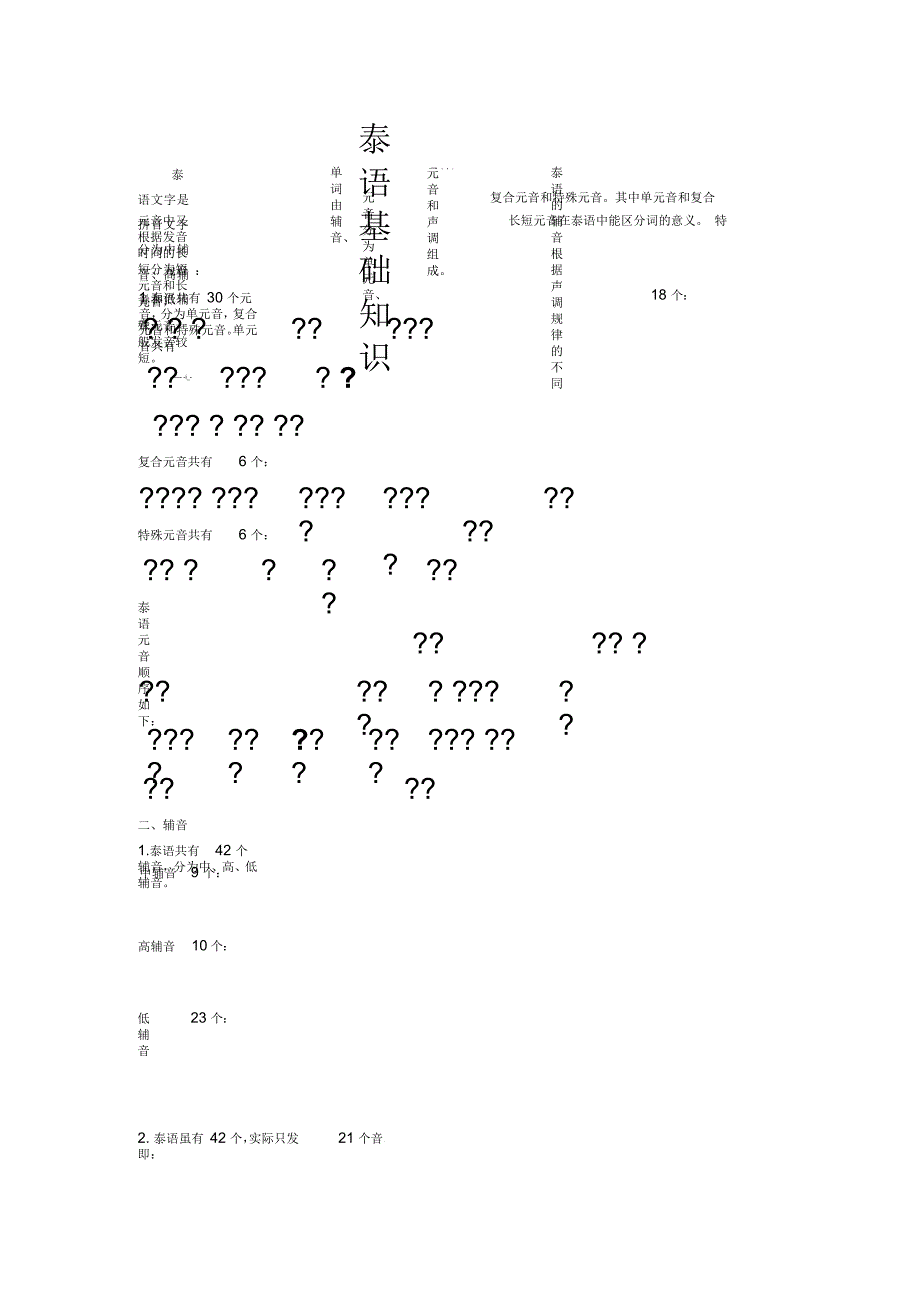 泰语基础+基本发音规律_第1页
