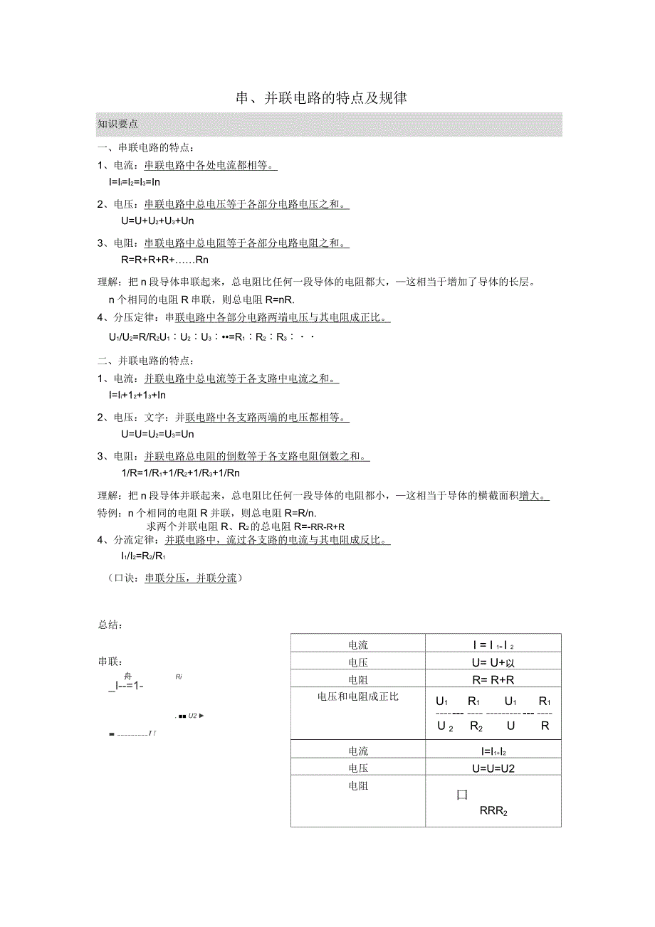 串并联电路的特点及规律_第1页