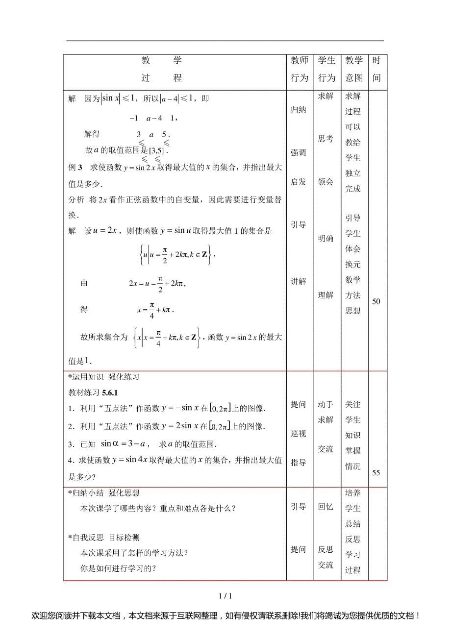 【课题】5.6三角函数的图像和性质(第一课时)150316_第5页