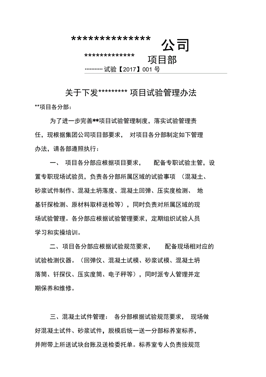 项目试验管理办法_第1页