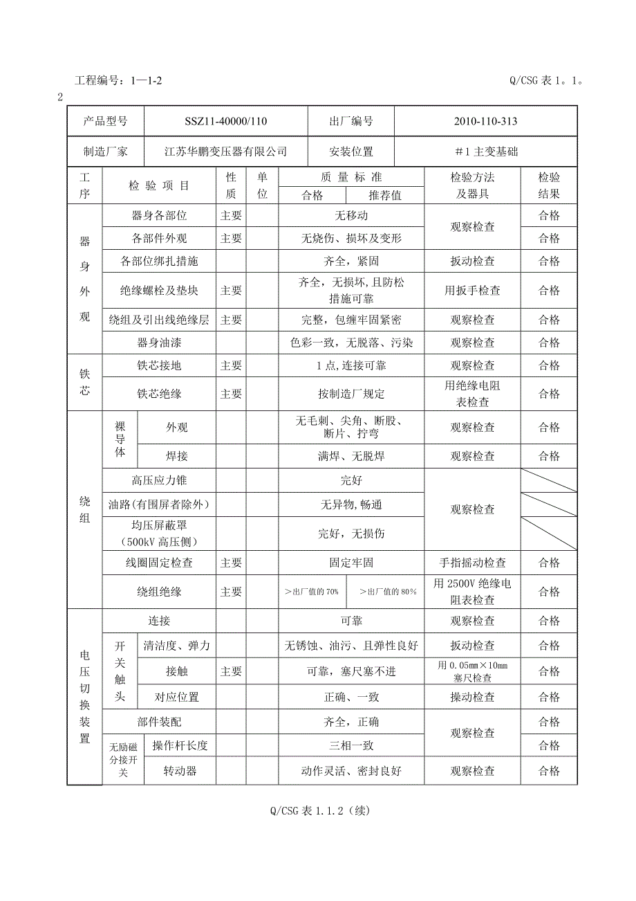 主变压器安装-分部工程质量验收评定表.doc_第3页