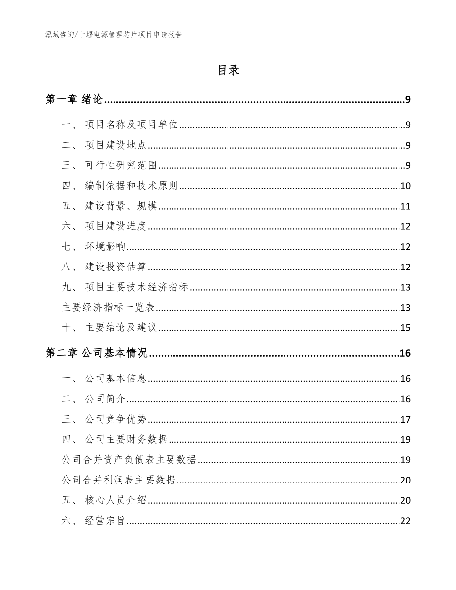 十堰电源管理芯片项目申请报告（模板）_第1页