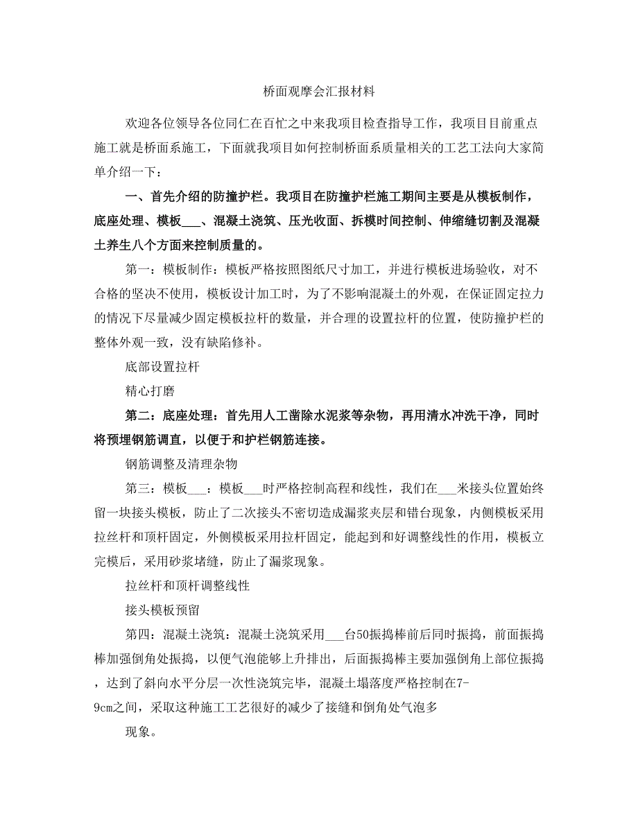 桥面观摩会汇报材料_第1页