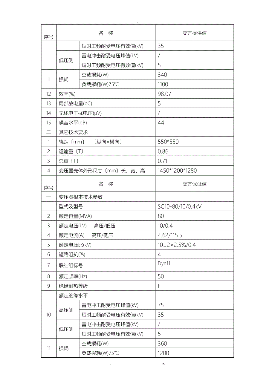 10KV干式变压器全参数表_第4页