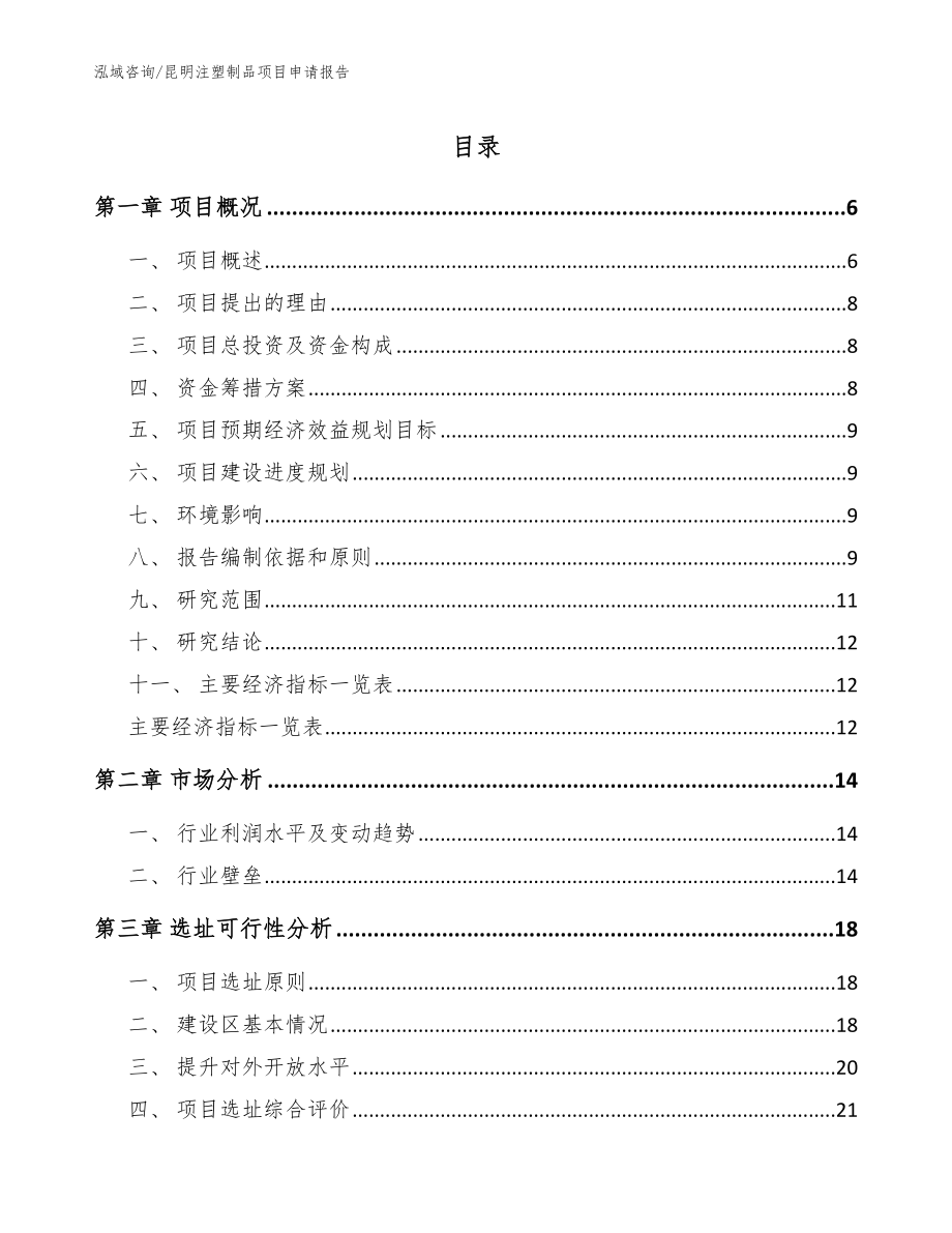 昆明注塑制品项目申请报告_模板范本_第1页