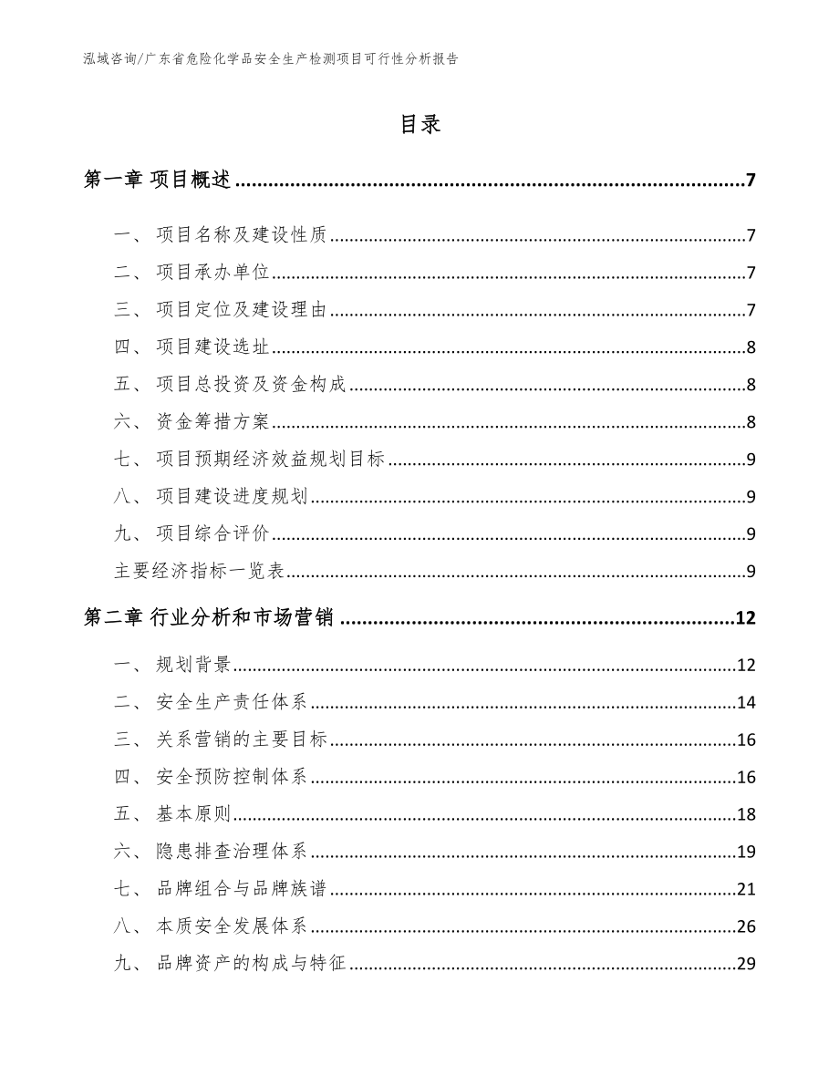 广东省危险化学品安全生产检测项目可行性分析报告（模板范文）