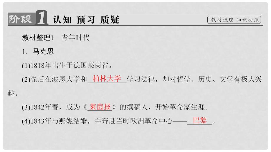 高中历史 专题5 无产阶级革命家 一 科学社会主义的创始人——马克思与恩格斯（一）、（二）课件 人民版选修4_第3页