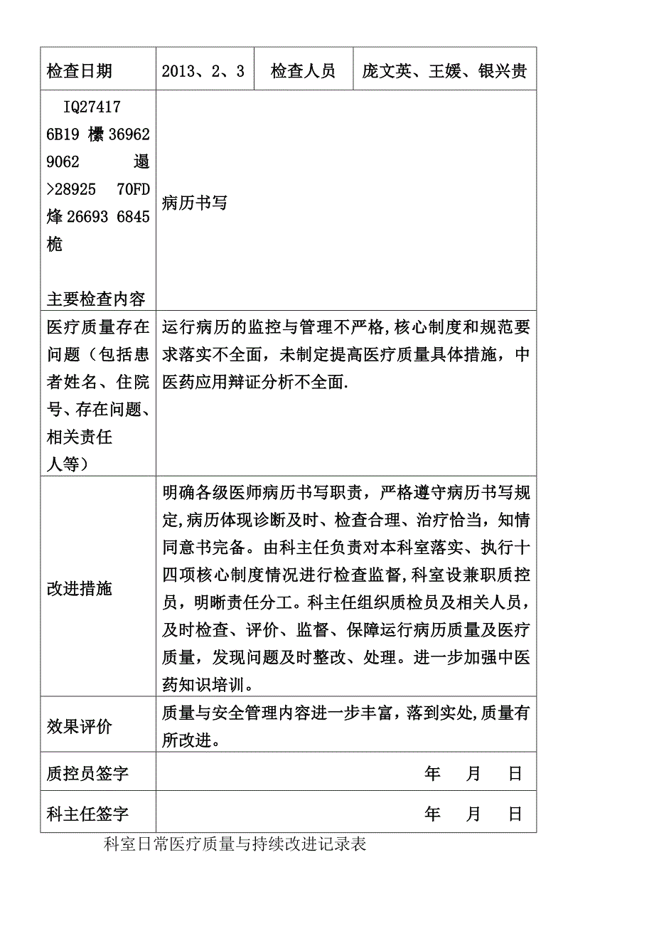 2013医务科医疗质量管理与持续改进记录考核内容_第3页