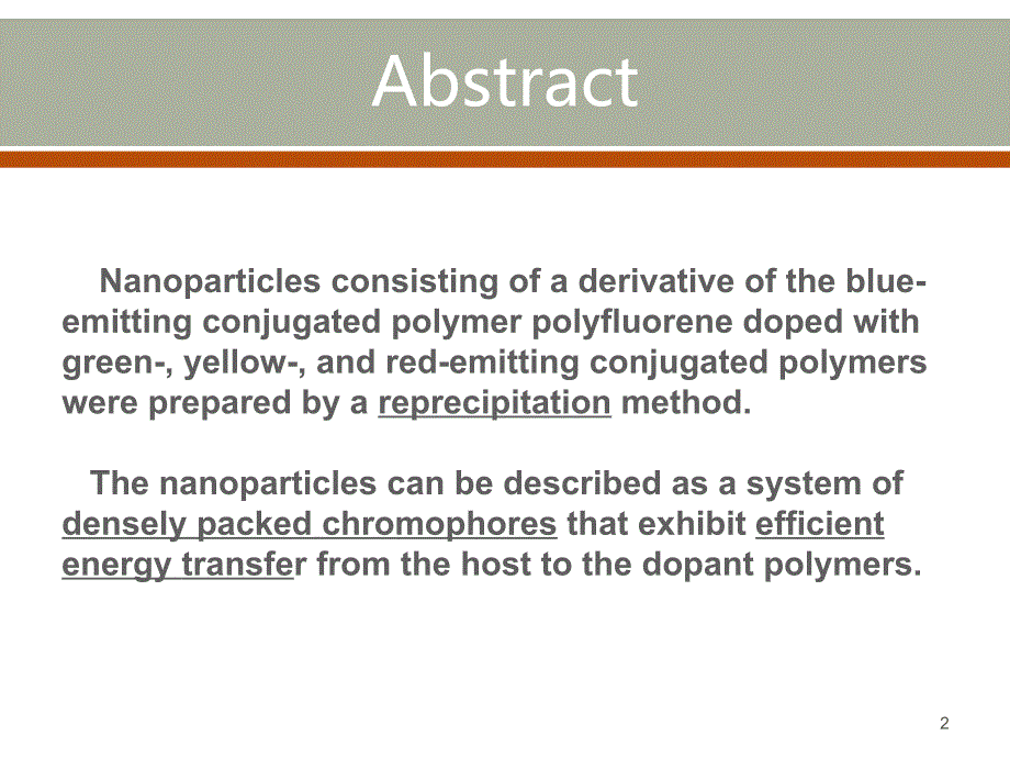 混合共轭聚合物纳米粒子介导的荧光能量转移课件_第2页