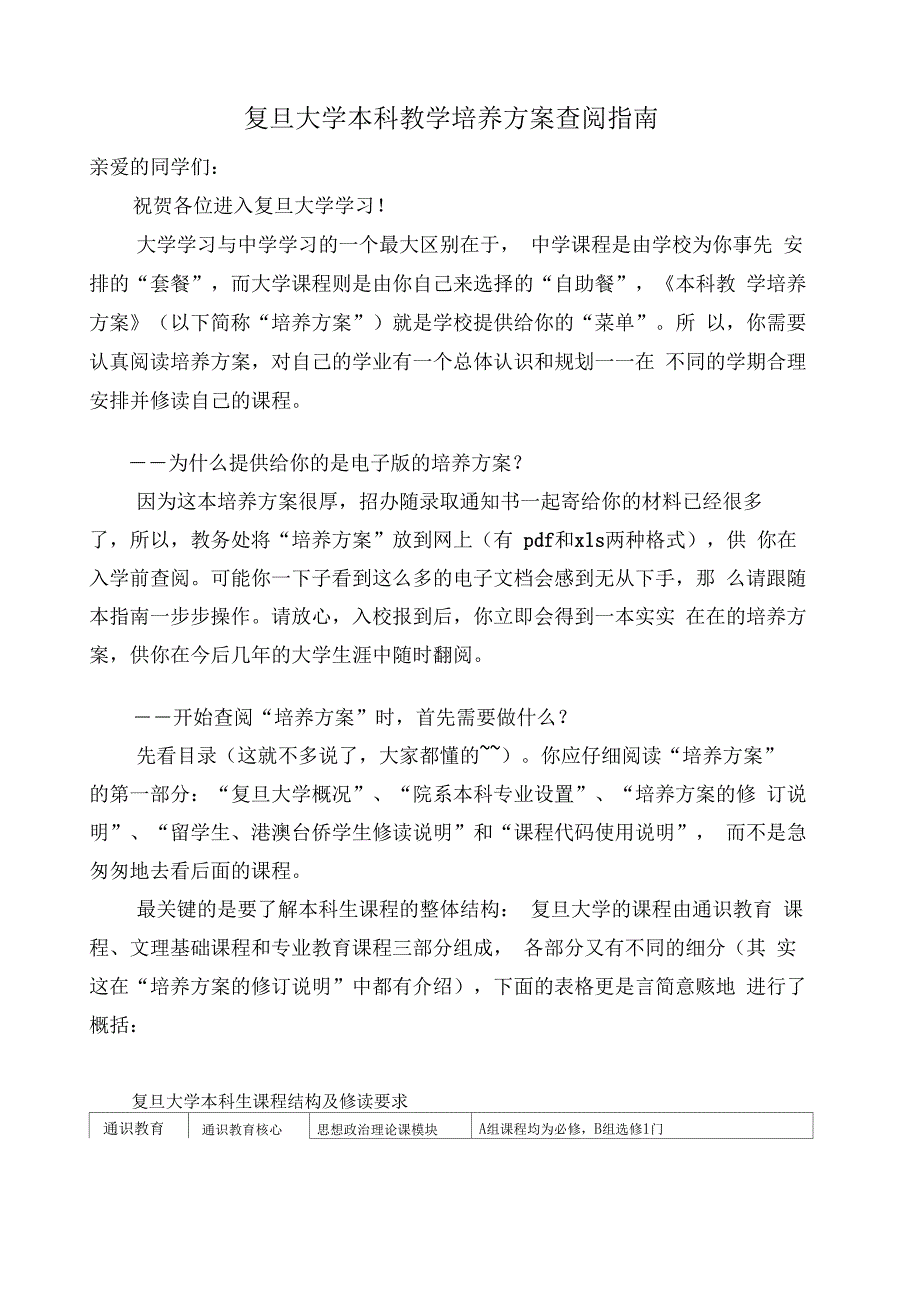 复旦大学本科教学培养方案查阅指南_第1页