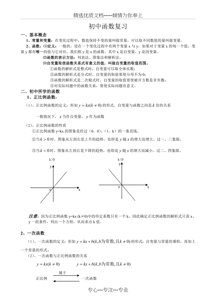 初中函数复习专题-适合初三学生(共14页)_第1页