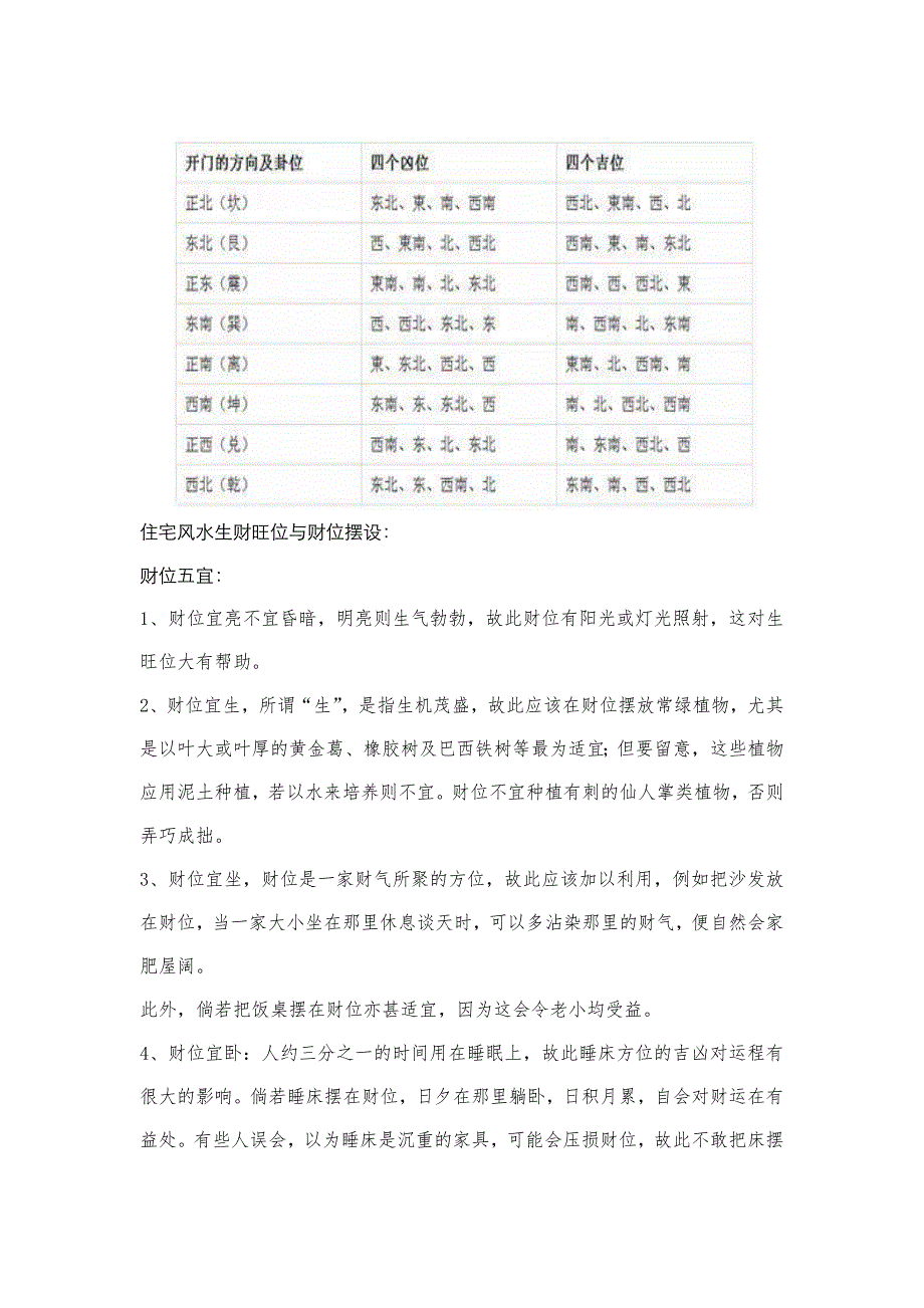 住宅风水各种开门方向,生财旺位与财位摆设!.docx_第2页