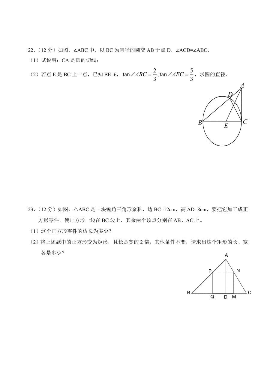 初三(下)数学第一学月考试题.doc_第5页