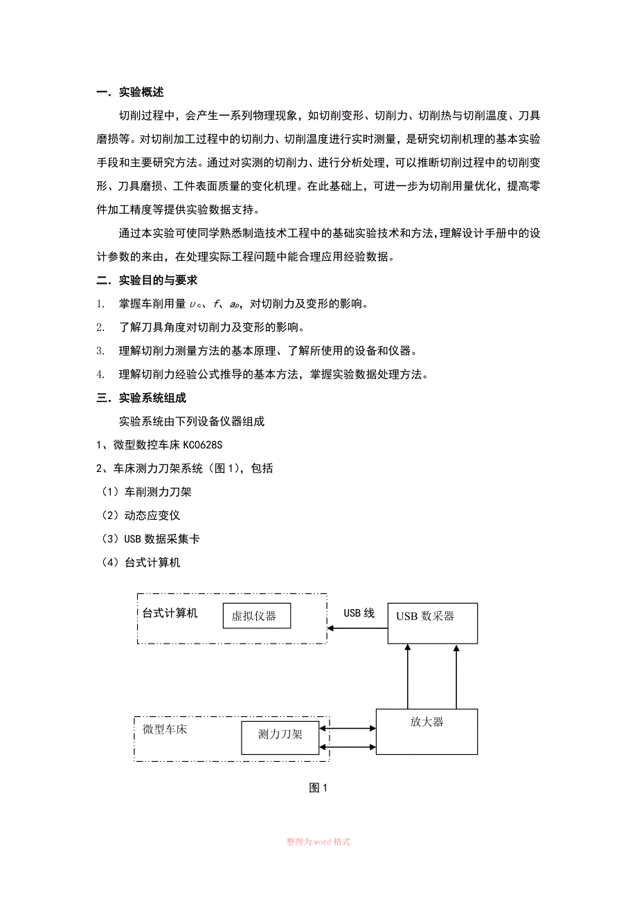 车削加工切削力测量实验报告书(附指导书)_第3页