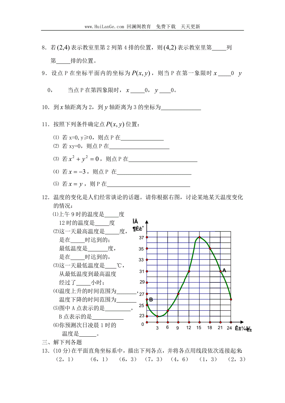 第六章 平面直角坐标系 能力提高试题_第2页