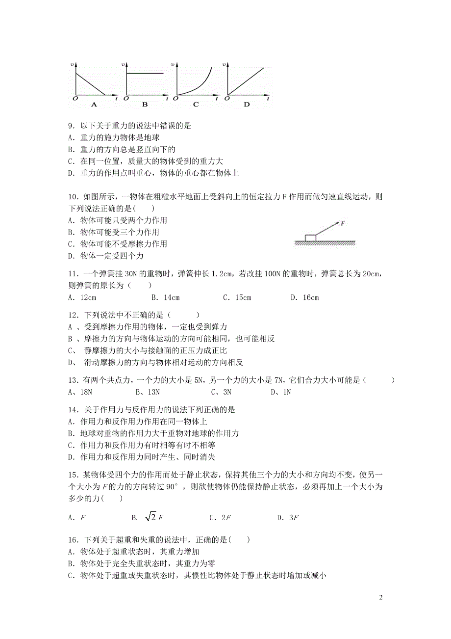 贵州省普通高中高二物理学业水平考试模拟题（2）.doc_第2页