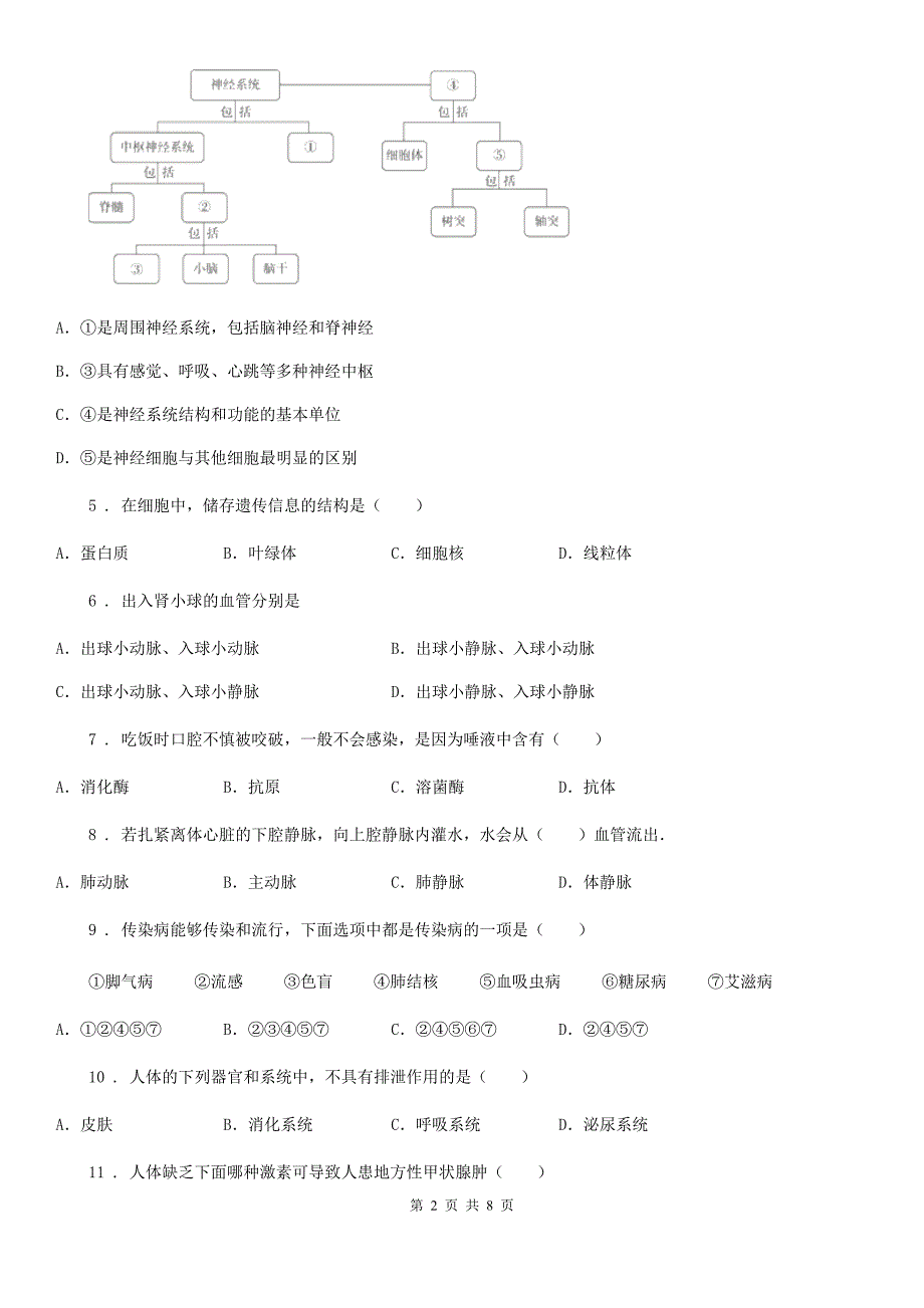 银川市2020版七年级下学期期末考试生物试题B卷_第2页