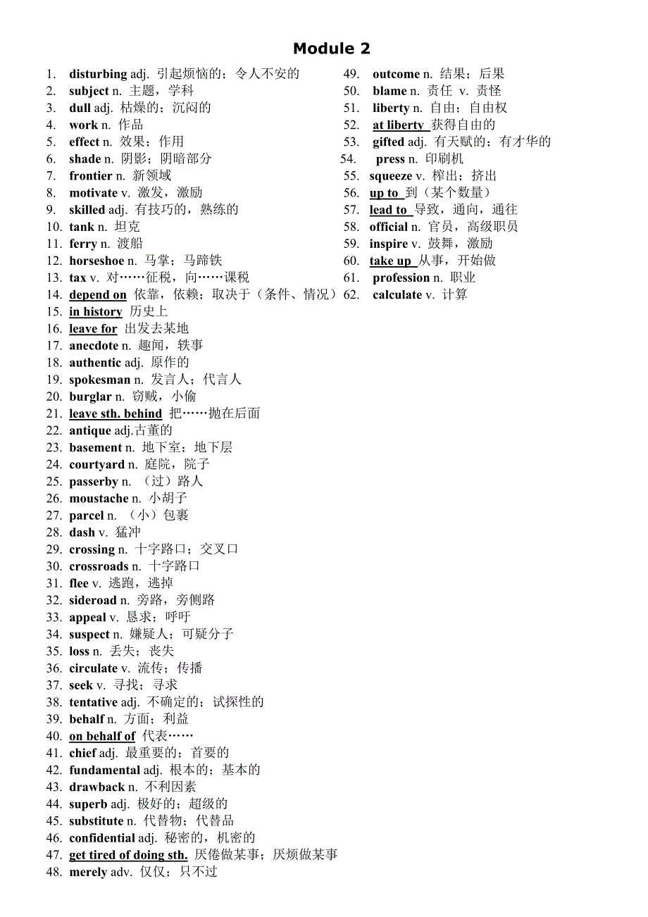 新课标高中英语考纲词汇第八册(module1-6)_第2页