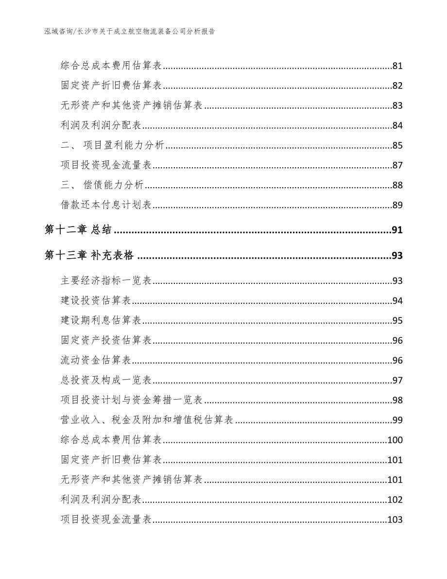 长沙市关于成立航空物流装备公司分析报告_第5页