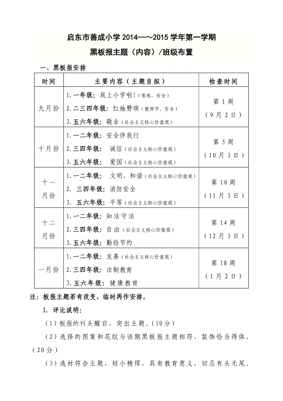 新学期黑板报、国旗下讲话、广播台、升旗手安排表_第1页