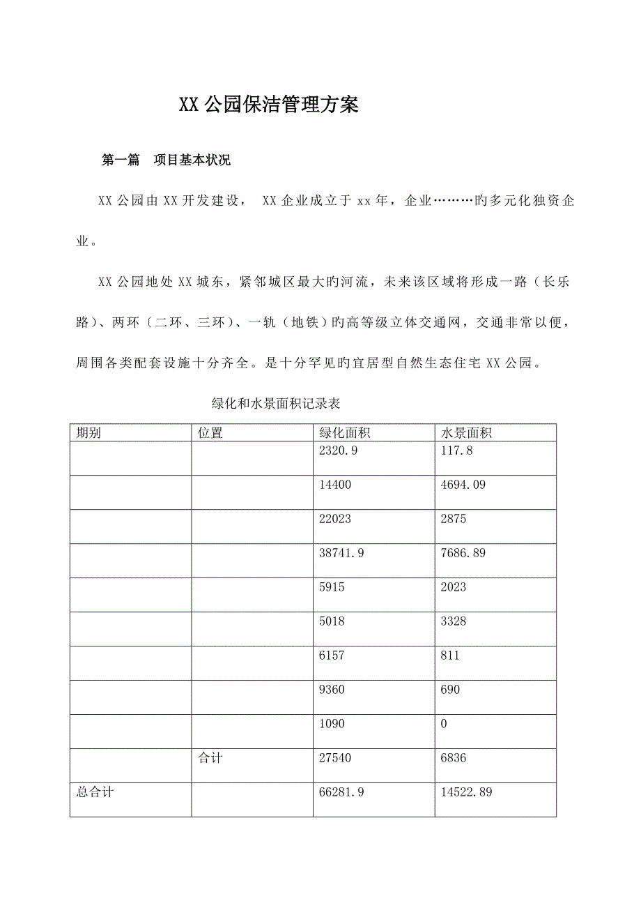 公园保洁方案_第1页