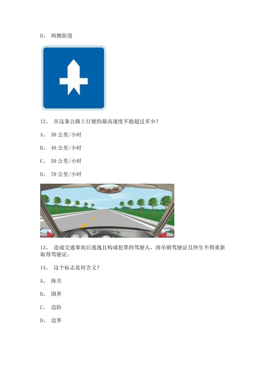 2011东山县考试题小型汽车仿真试题_第3页