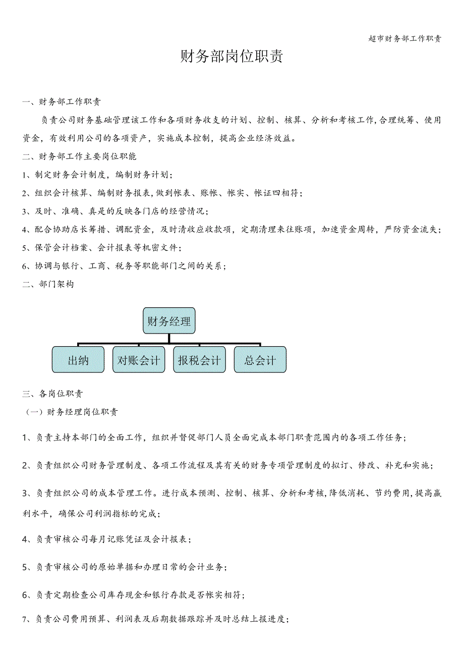 超市财务部工作职责.doc_第1页